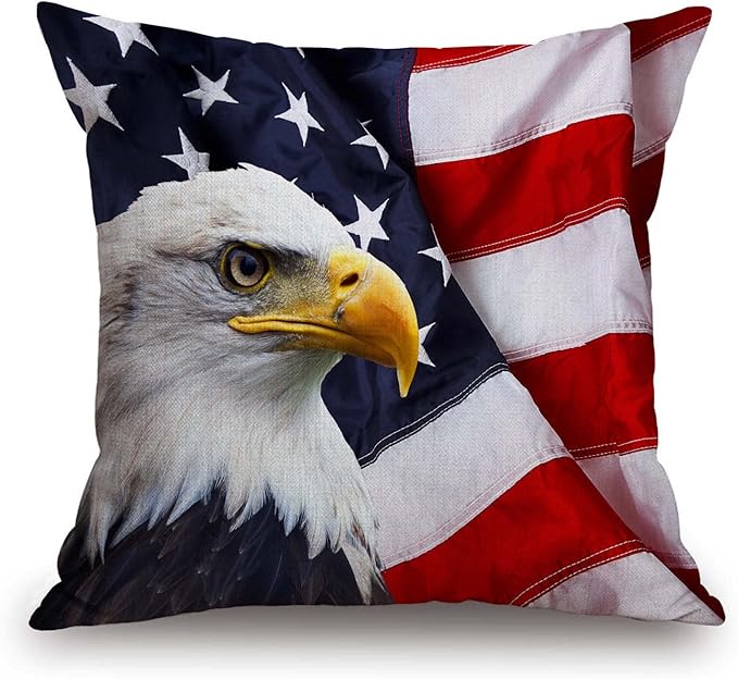 TSSOHU American Flag Throw Pillow Cover 18x18 Inch, USA Bald Eagle Stars and by TSSOHU