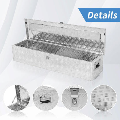 49 inch aluminum truck bed tool box with, close-up detail