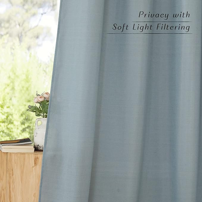 NICETOWN Stone Blue Short Linen Curtains - Image 3