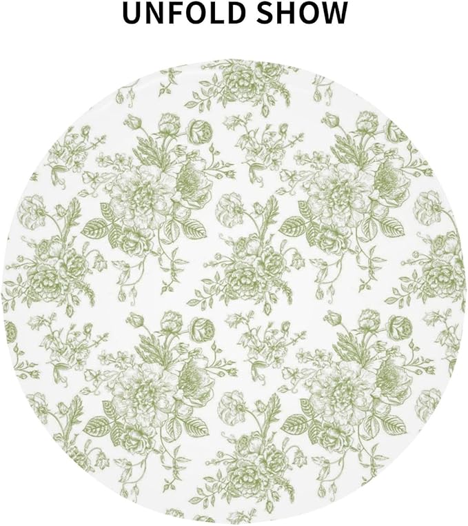 Sage Green Floral Tablecloth Round 70×70 Inch - Image 6