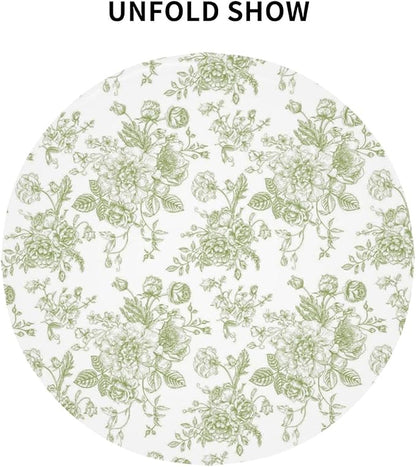 Sage Green Floral Tablecloth Round 70×70 Inch - Image 6