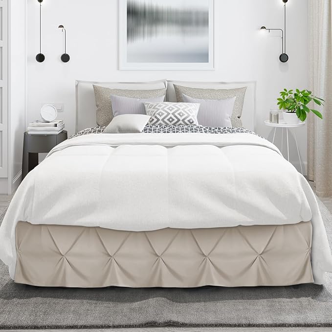 Nestl Linen Bed Skirt Cal King Size, Pinch Pleat Cal King Bed Skirt, Hotel - Image 2