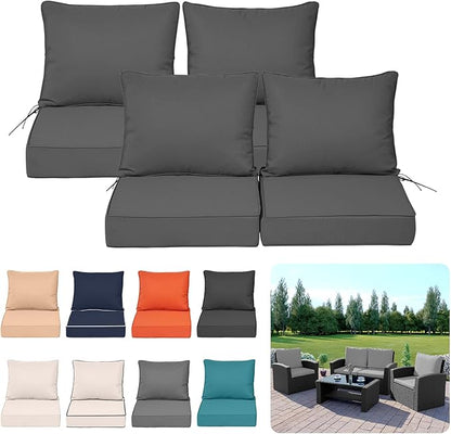 Deep Seat Outdoor Cushions Set of 4, UV&Fade Resistant Deep Seat Patio Cushions by Vulacko