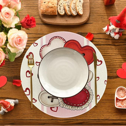 Artoid Mode Heart-Shaped Buttons Valentine Round Placemats Set of 4, 14 Inch - Image 5