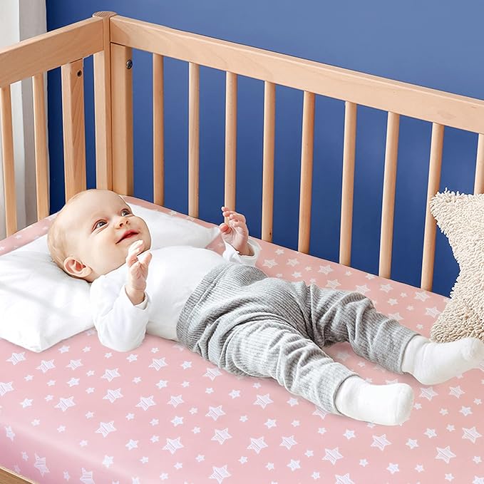 Crib Sheets for Girls 4 Pack, Fitted Crib Sheets for Standard Size Crib and - Image 2