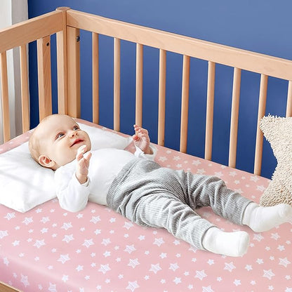 Crib Sheets for Girls 4 Pack, Fitted Crib Sheets for Standard Size Crib and - Image 2