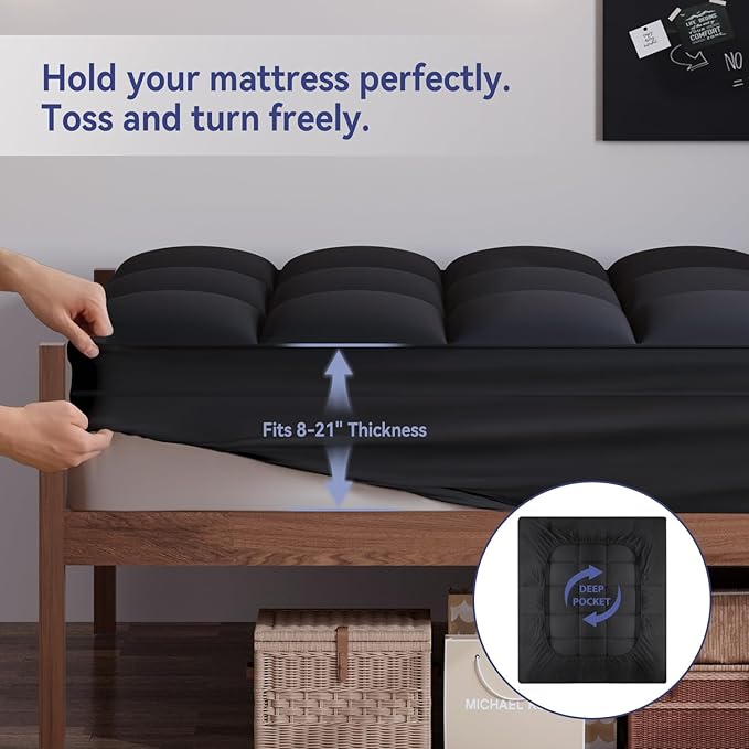 ELEMUSE Twin Black Mattress Topper - Image 4