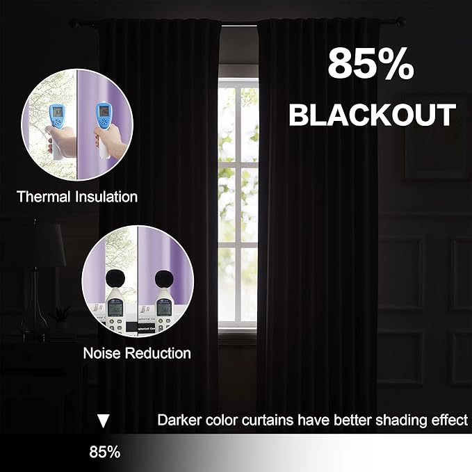 DUALIFE Lavender Curtains Room Darkening Curtains，Rod Pocket and Back Tab - Image 6