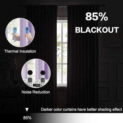 DUALIFE Lavender Curtains Room Darkening Curtains，Rod Pocket and Back Tab - Image 6