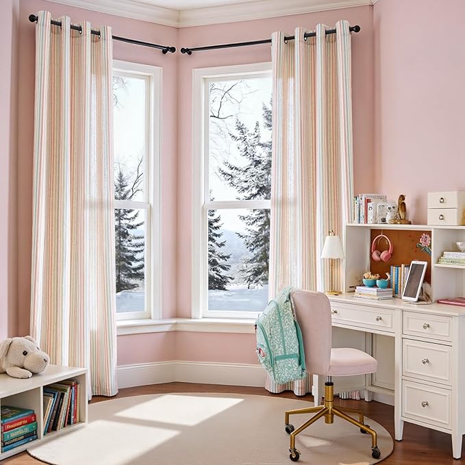 Vangao Linen Striped Nursery Curtains Boho Tickingstripe Light Filtering Window - Image 3