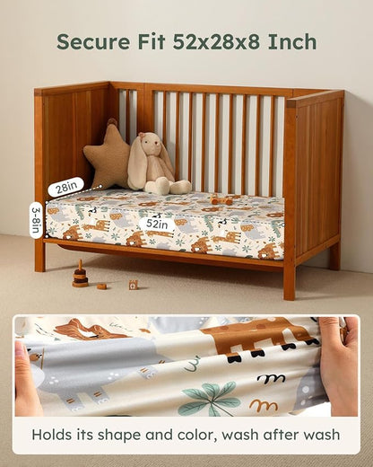 Baby Crib Sheets for Boys Girls, Breathable Soft Microfiber Baby Sheet Green & - Image 3