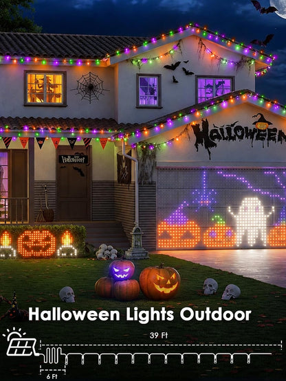 Solar Halloween Lights String 6 Pack 234 FT 600 LED Orange Purple and Green