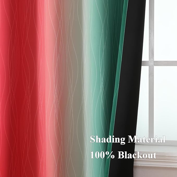 Estelar Textiler Red and Green Blackout Curtains 45 Inch Length, Full Room - Image 5