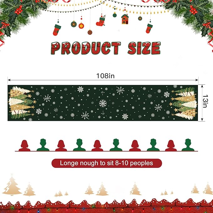 OTOSTAR Snowflakes and Christmas Tree Table Runner, Xmas Seasonal Winter - Image 6