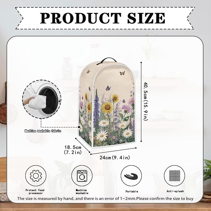 Talayituse Sunflower Daisy Lavender Butterfly Print Blender Dust Cover - Image 6