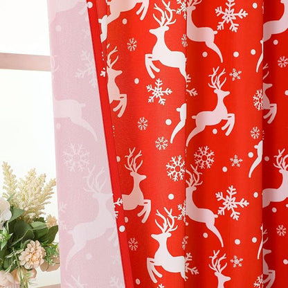 Snowflake & Deer Valance for Windows 1 Panel Set Rod Pocket Kitchen Valances - Image 7