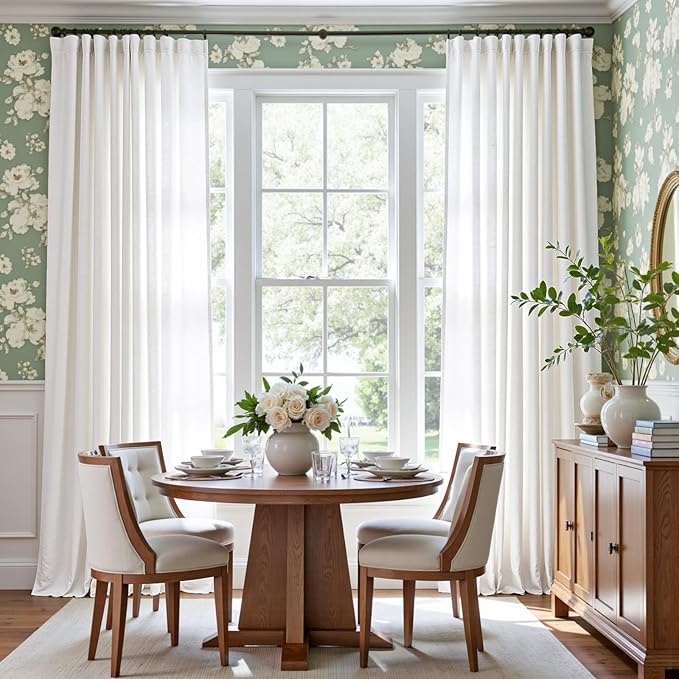 jinchan Linen Blend Curtain 120 inch Extra Long 1 Panel Extra Long - Image 5