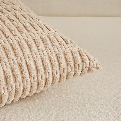 Fancy Homi 4 Packs Neutral Decorative Throw Pillow Covers 16x16 Inch - Image 4