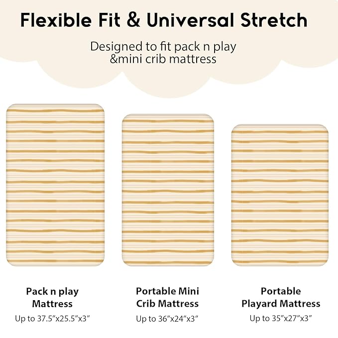 Yoofoss Pack and Play Sheets Fitted, Mini Crib Sheets 2-Pack - Image 3