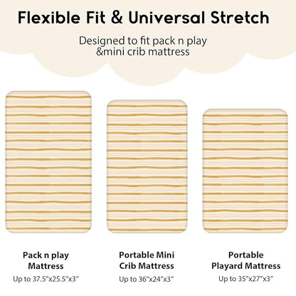 Yoofoss Pack and Play Sheets Fitted, Mini Crib Sheets 2-Pack - Image 3