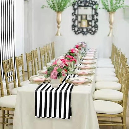 10 Pack Striped Table Runner Polyester Table Decor Classic Black and White - Image 8