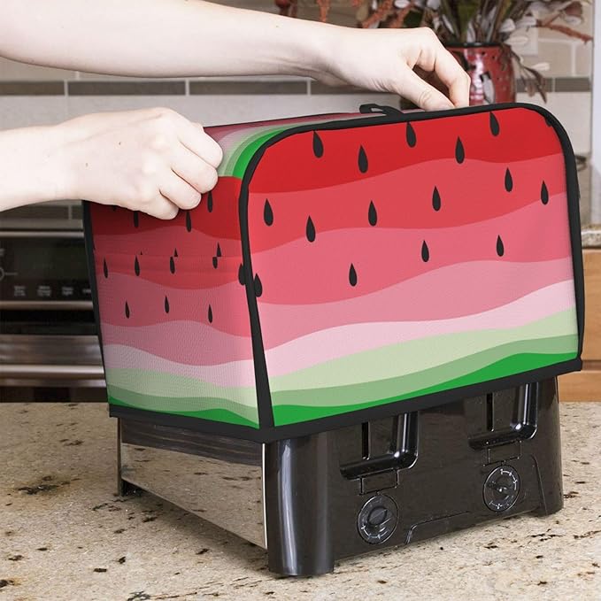 Cute Fruit Red Green Watermelon 2 Slice Toaster Cover, Waterproof Toaster Dust - Image 2