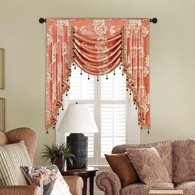 ELKCA European Style Jacquard Single Swag Waterfall Valance by ELKCA