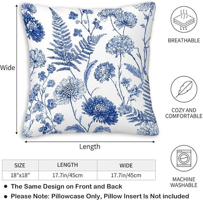 Throw Pillow Covers 18x18 Set of 2, Summer Floral Cushion Covers, Decorative - Image 3