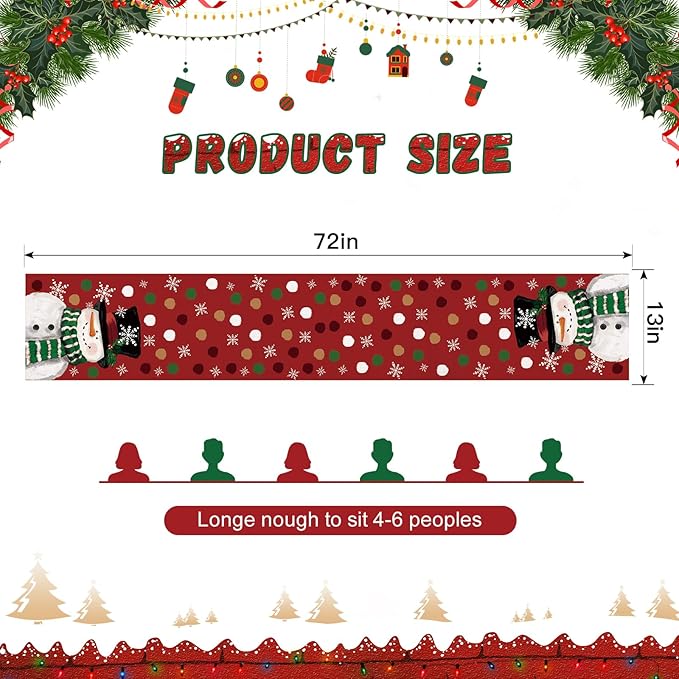 OTOSTAR Snowman Snowflake Christmas Table Runner, Xmas Seasonal Winter Holiday - Image 5