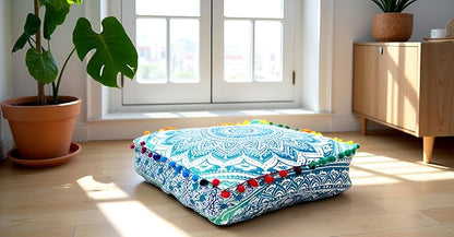 CRAFT KALA Green Ombre Large Hippie Mandala Meditation Floor Ottoman Pillow - Image 4