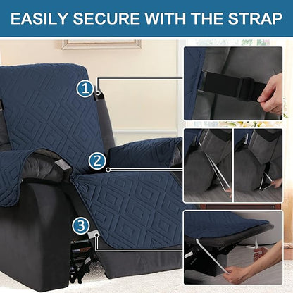 H.VERSAILTEX Reversible Quilted Recliner Covers Water Resistant Furniture - Image 4