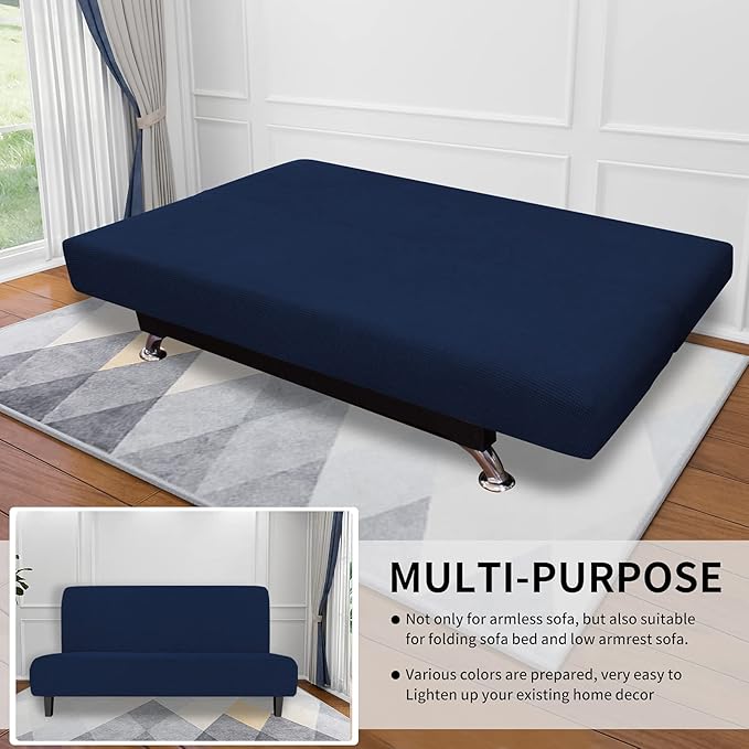 Easy-Going Stretch Futon Slipcover Armless Futon Bed Cover Furniture Protector - Image 6