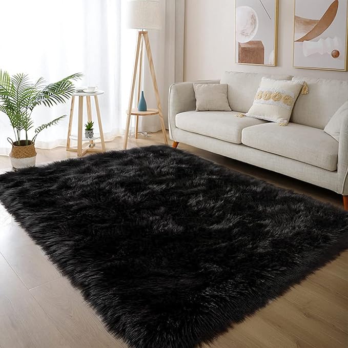 Latepis Black Carpet 4x6 Area Rug by Latepis