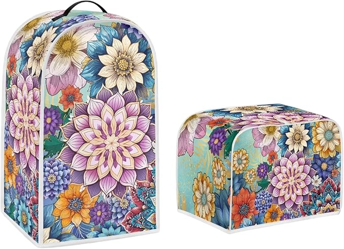 Bright Blossom Flower Toaster Cover 2 Slice，Boho Hippie Floral Kitchen Blender by Pointodoor