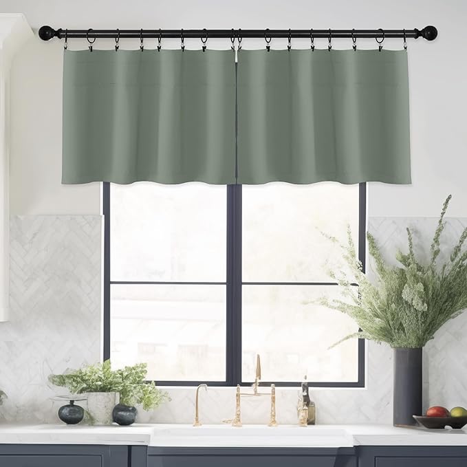 NICETOWN Sage Green Farmhouse Kitchen Christmas Valance - Image 7