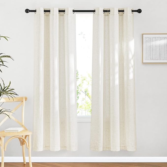 NICETOWN Natural Linen Curtains & Drapes 72 inches Length, Grommet Privacy by NICETOWN