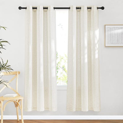 NICETOWN Natural Linen Curtains & Drapes 72 inches Length, Grommet Privacy by NICETOWN