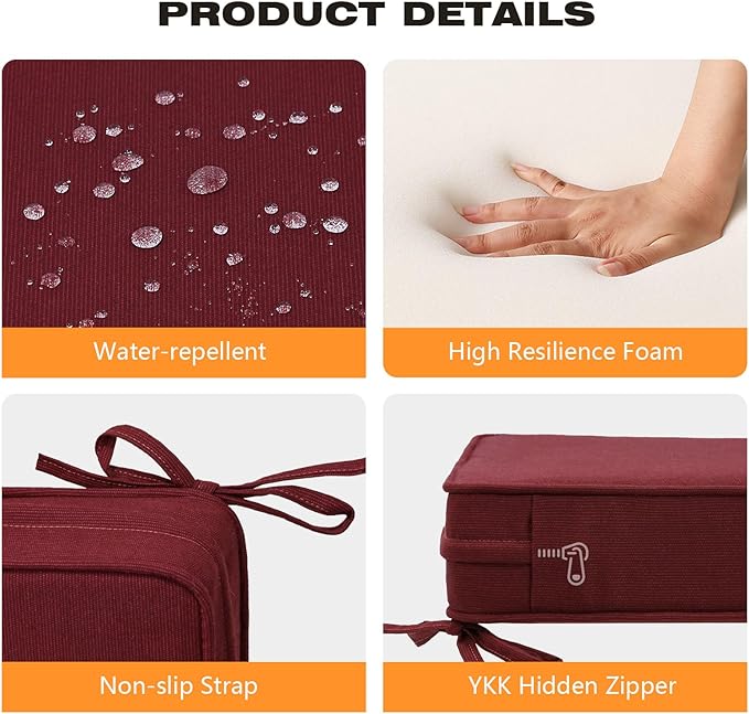 Sunbrella Square Corner Seat Cushions, Indoor Outdoor Water Repellent Universal - Image 5