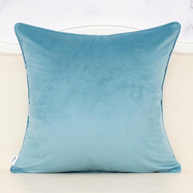 Alerfa Blue Floral Throw Pillow Cover 20 x 20 Inch Cut Velvet Sqaure Luxury - Image 2