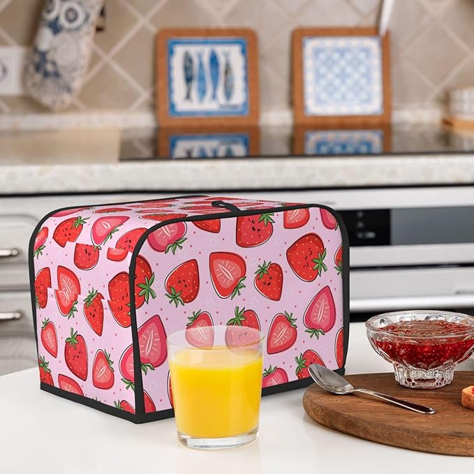 Pink Strawberry Kawaii Fruit 2 Slice Toaster Cover, Waterproof Toaster Dust - Image 7