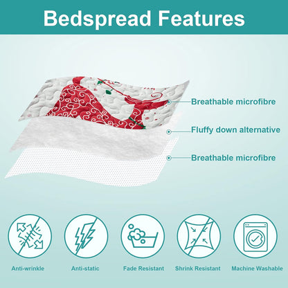 hansleep christmas bedspread king size, red reindeer quilt on a desk or shelf