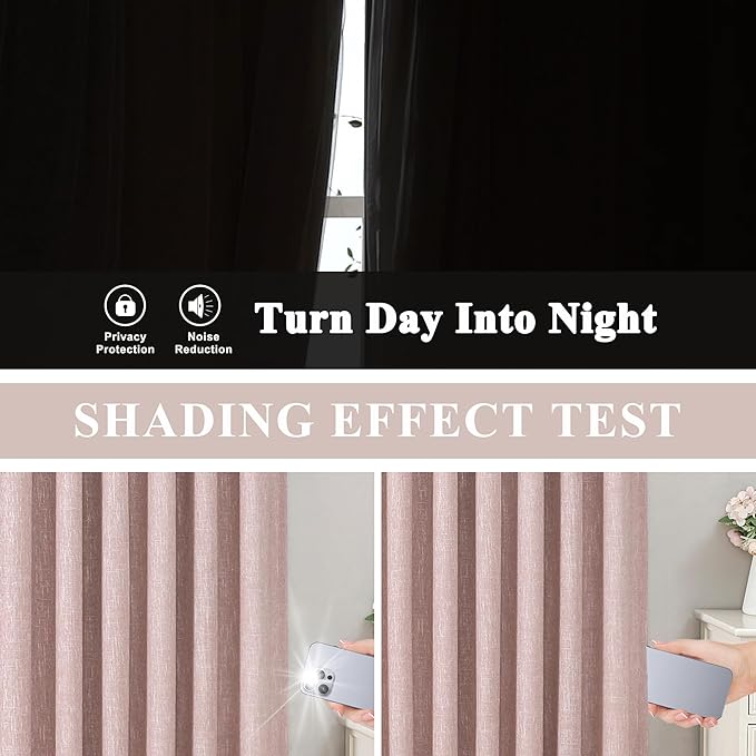 Vision Home Pink Pinch Pleated Total Blackout Curtains Room Darkening Window - Image 3
