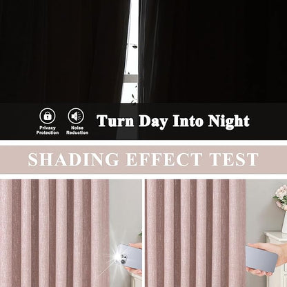 Vision Home Pink Pinch Pleated Total Blackout Curtains Room Darkening Window - Image 3