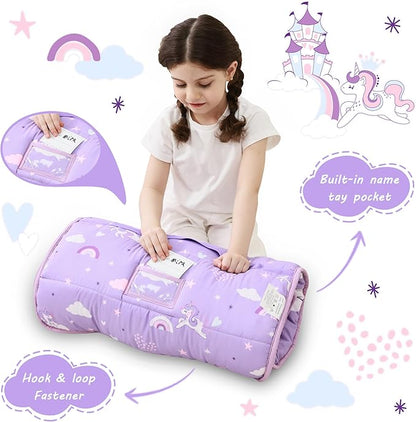 Toddler Nap Mat with Pillow and Blanket, Extra Large Rolled Napping Mats - Image 3