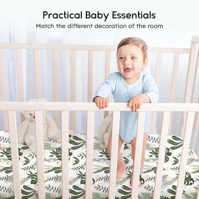 Yoofoss Baby Crib Sheets for Boys Girls, Fitted Crib Sheet 2 Pack for Standard - Image 6