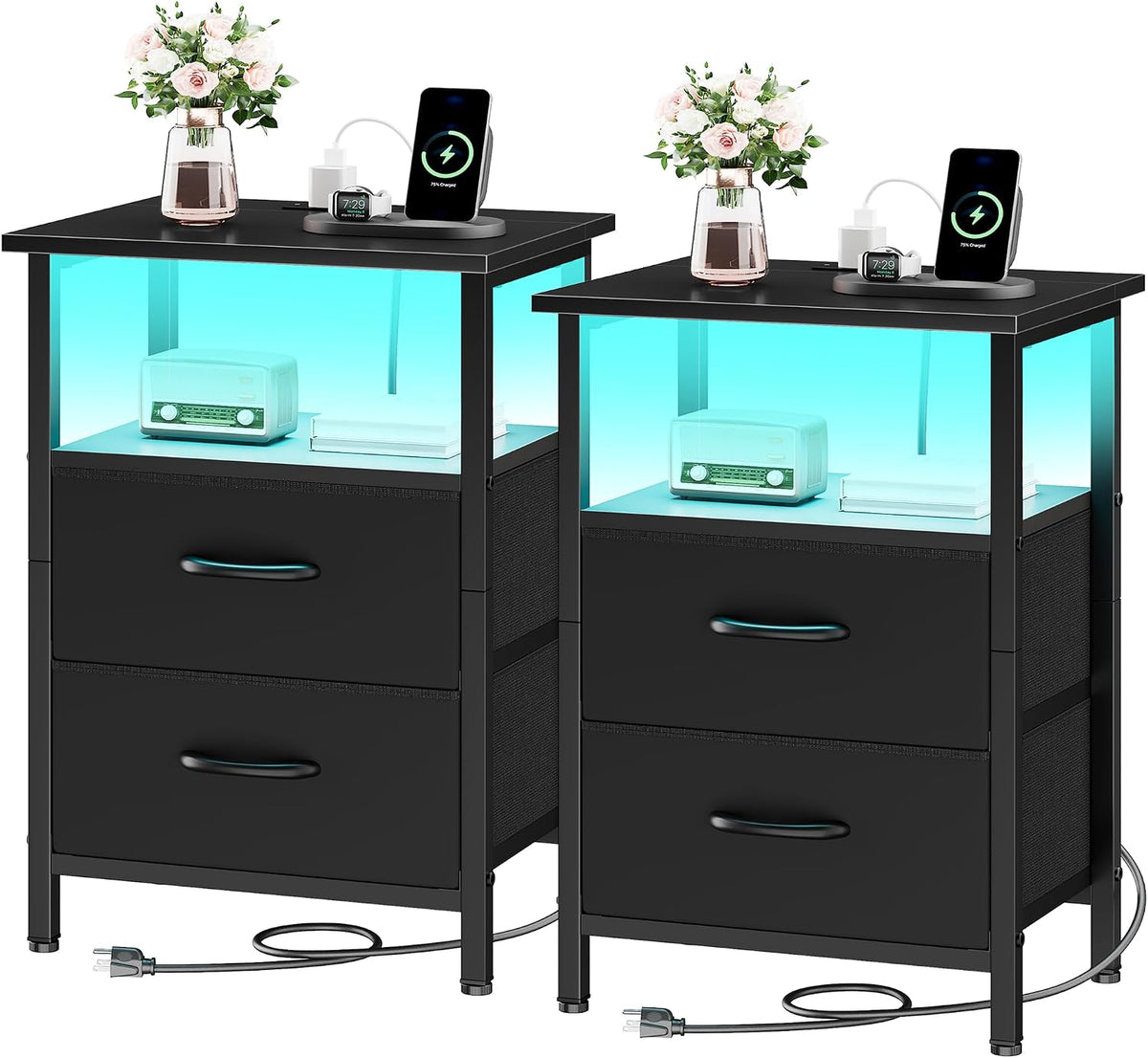 vagusicc nightstands set of 2, bedside tables with, main product view