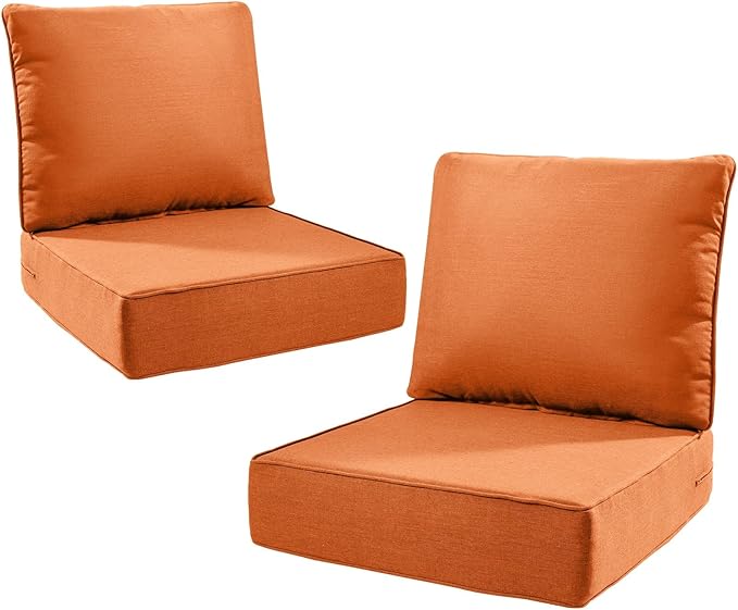 6" Thick Outdoor Cushions 22x24x6, 2-Set Deep Seat Patio Cushions by Pugire