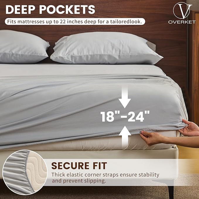 100% Linen Sheet Set Cal King Size Extra Deep Pocket Fits 18-24 Inch Mattress - Image 2