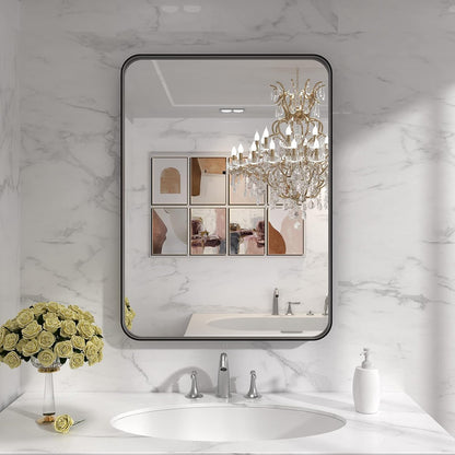 loaao 22x30 inch black bathroom mirror metal framed, package contents
