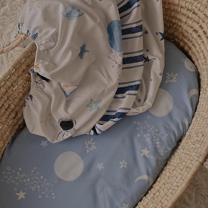 Gllquen Baby Bassinet Sheets 4 Pack, Breathable Cozy Fitted Mattress Sheet - Image 6